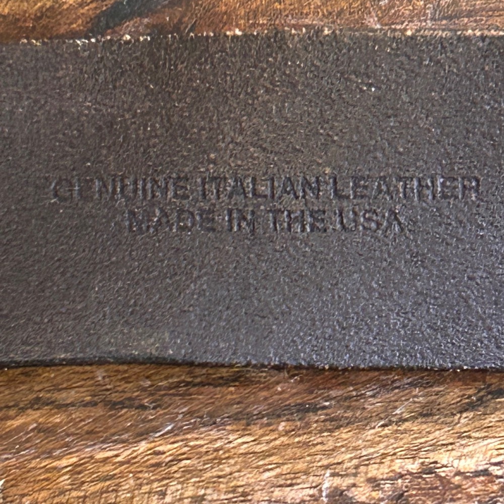 J Crew Genuine Italian Leather Belt Brass Buckle Made in USA Womens L‎ - Picture 6 of 12